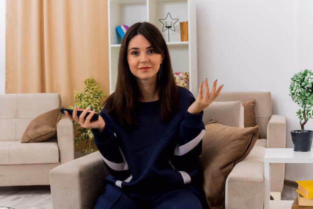 Woman enjoying FILMTRAY IPTV streaming at home